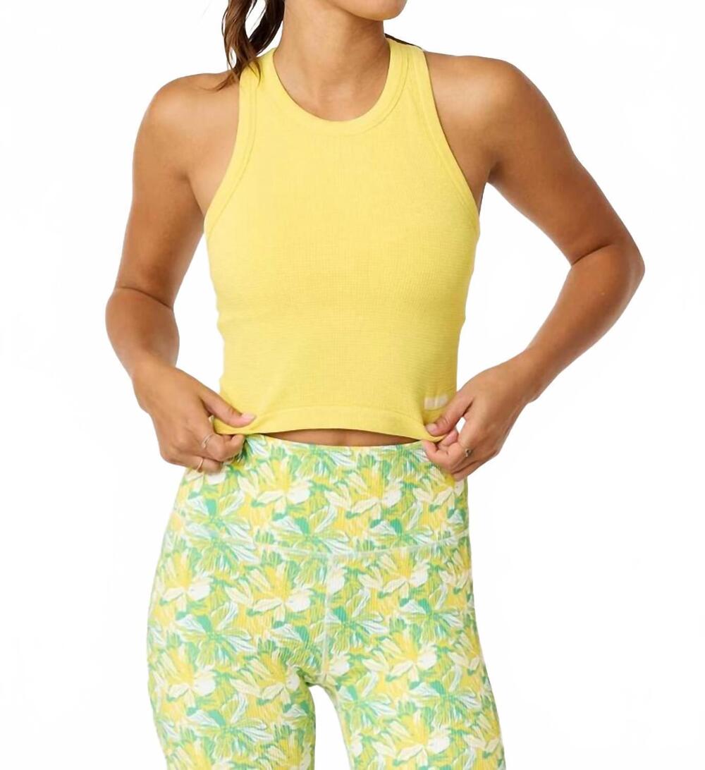 NEW CREAM YOGA mia high neck built-in bra tank top in lemon